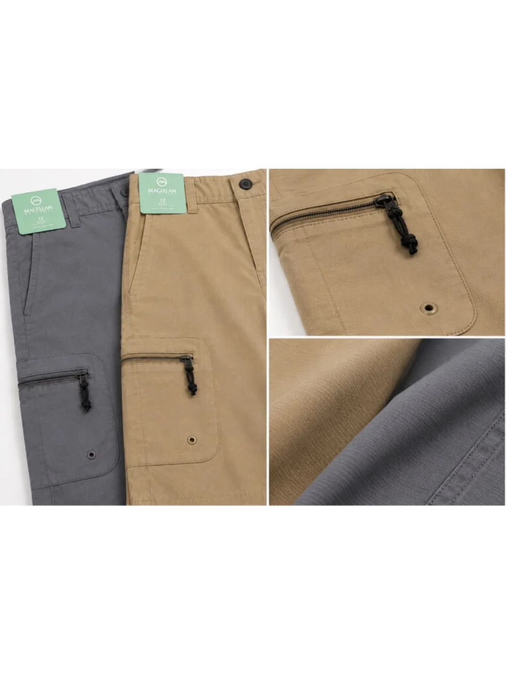 Magellan Outdoors Boys Fish Gear Aransas Pass Hybrid Shorts Size 12 Gray & Khaki